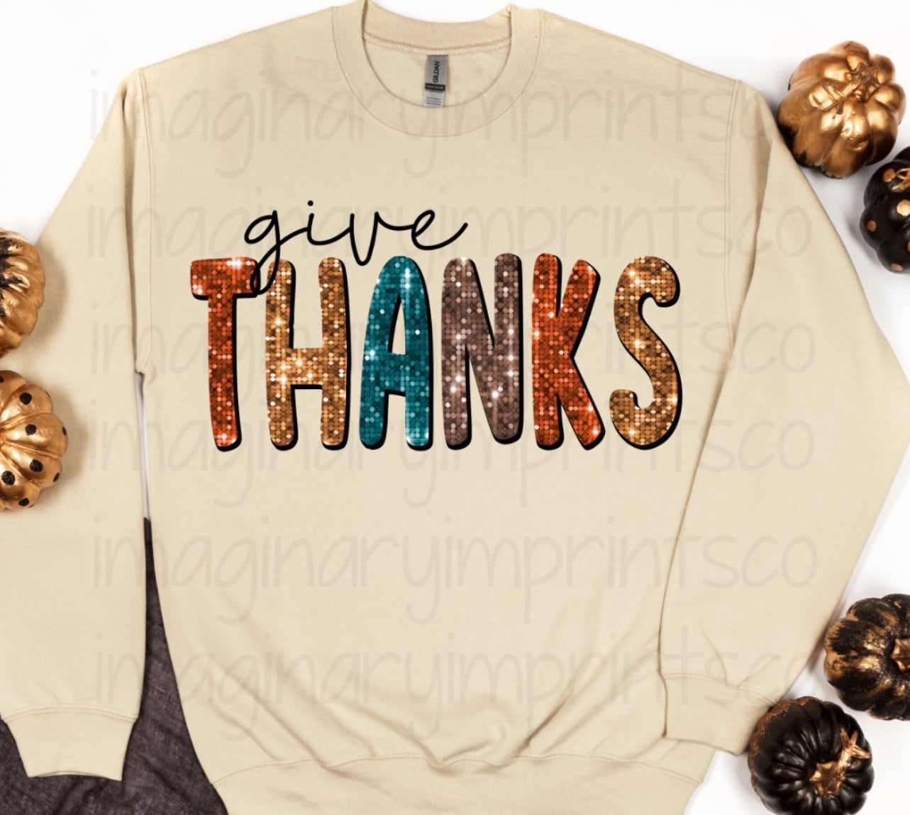 Give Thanks Faux Sequins Shirt