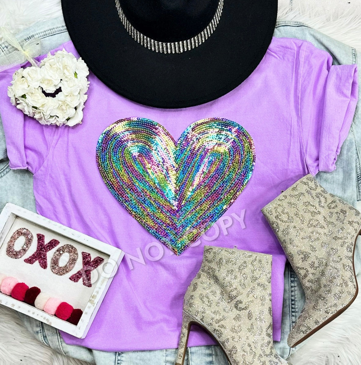 Colorful Heart Sequin Patch Sweatshirt