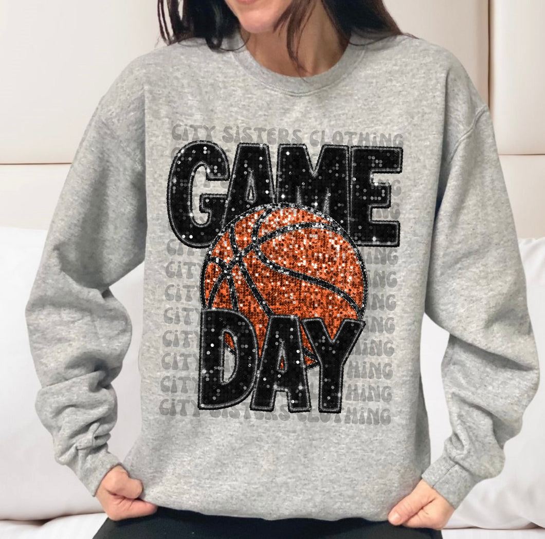Basketball Game Day Faux sequins Sweatshirt