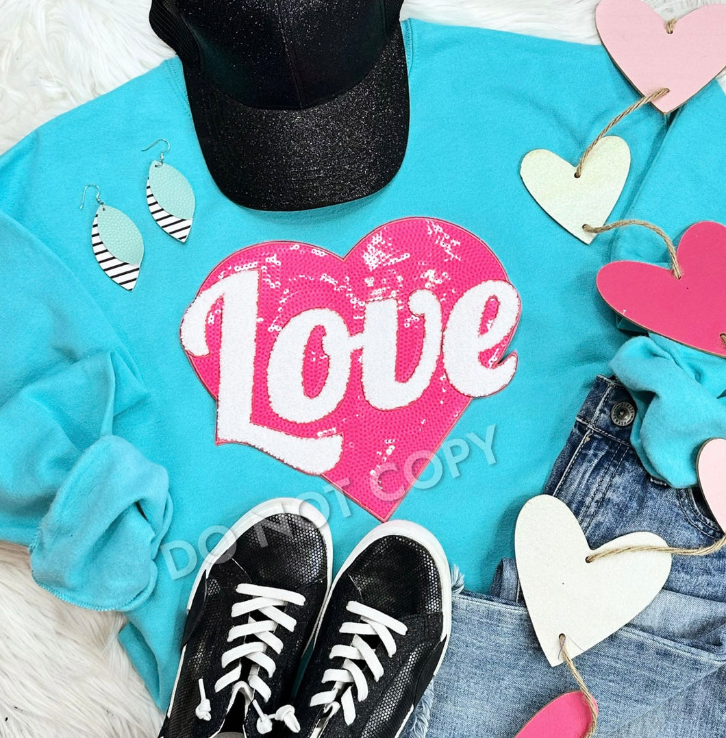 Love Sequin Patch Sweatshirt