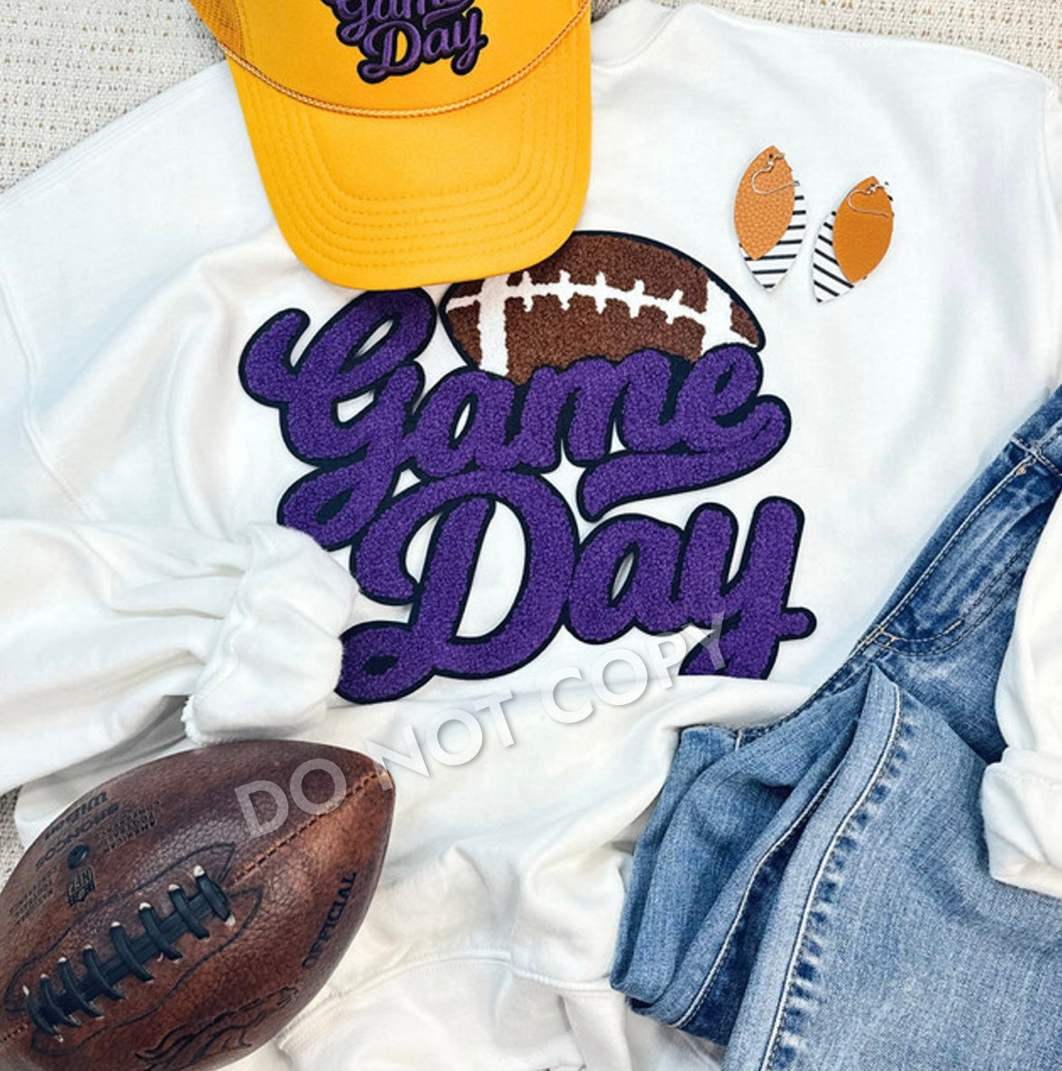 Purple Gameday Chenille Patch Sweatshirts