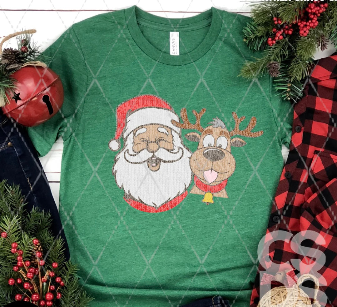 Santa and Reindeer T-Shirt or Sweatshirt