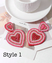 Load image into Gallery viewer, Beaded Valentine’s Day Earrings
