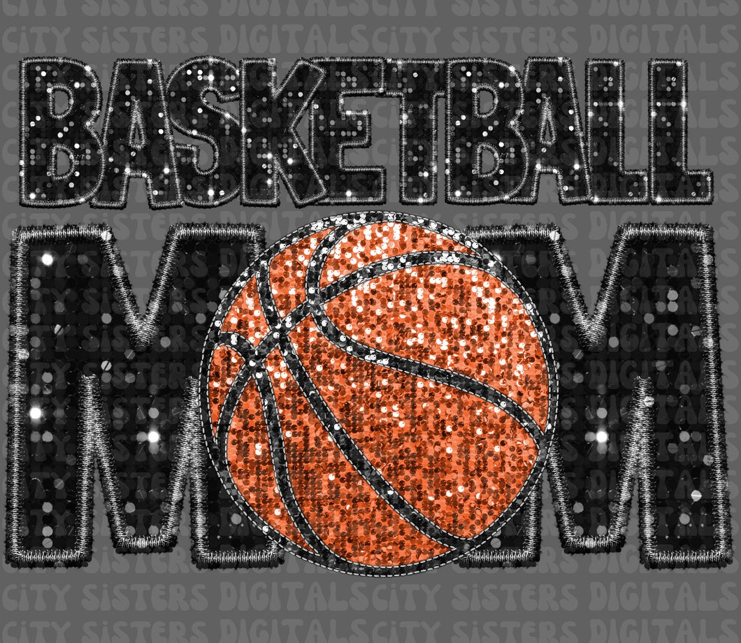 Basketball Mom Faux Sequins T-Shirt or Sweatshirt