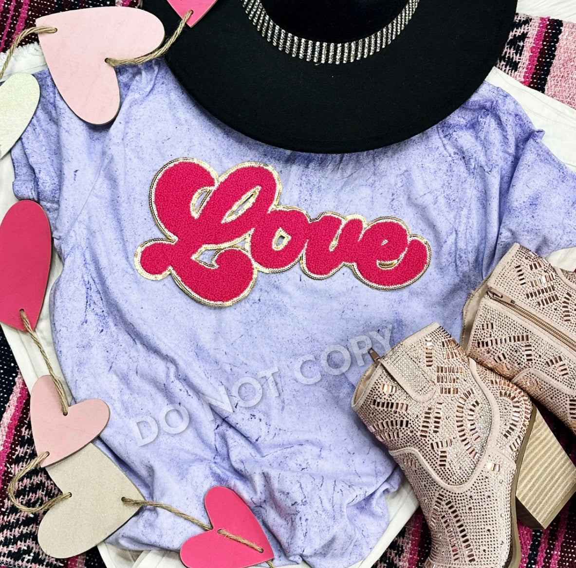 Love chenille patch colorblast t-shirt