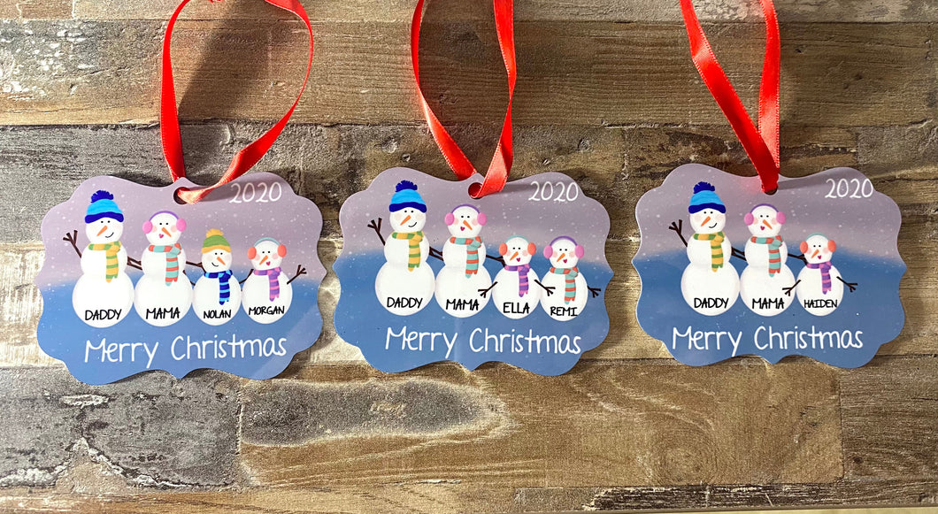 Snowman Family Christmas ornaments
