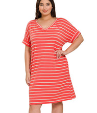 Load image into Gallery viewer, Rolled sleeve V-Neck Dress
