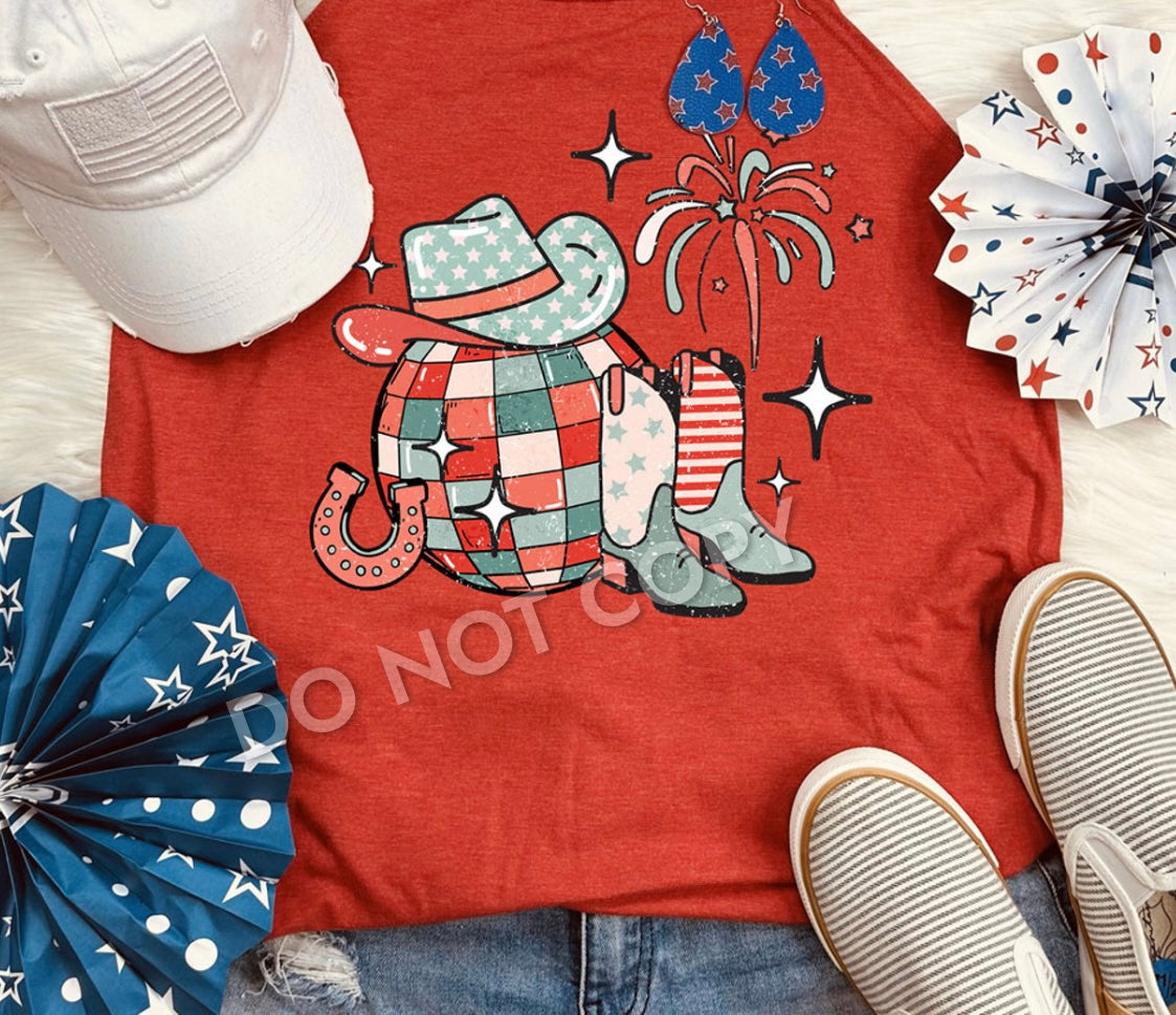 Western Disco Ball Patriotic Shirt