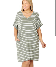 Load image into Gallery viewer, Rolled sleeve V-Neck Dress
