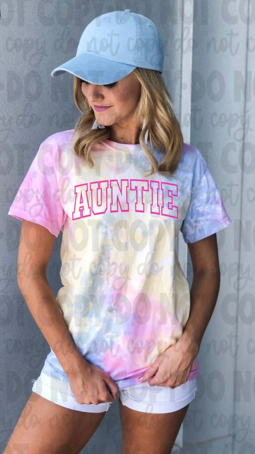 Auntie Puff Print Comfort Colors or Tie Dye T-Shirt