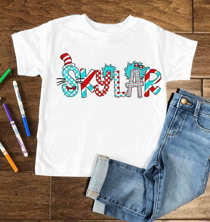 Seuss inspired name shirts