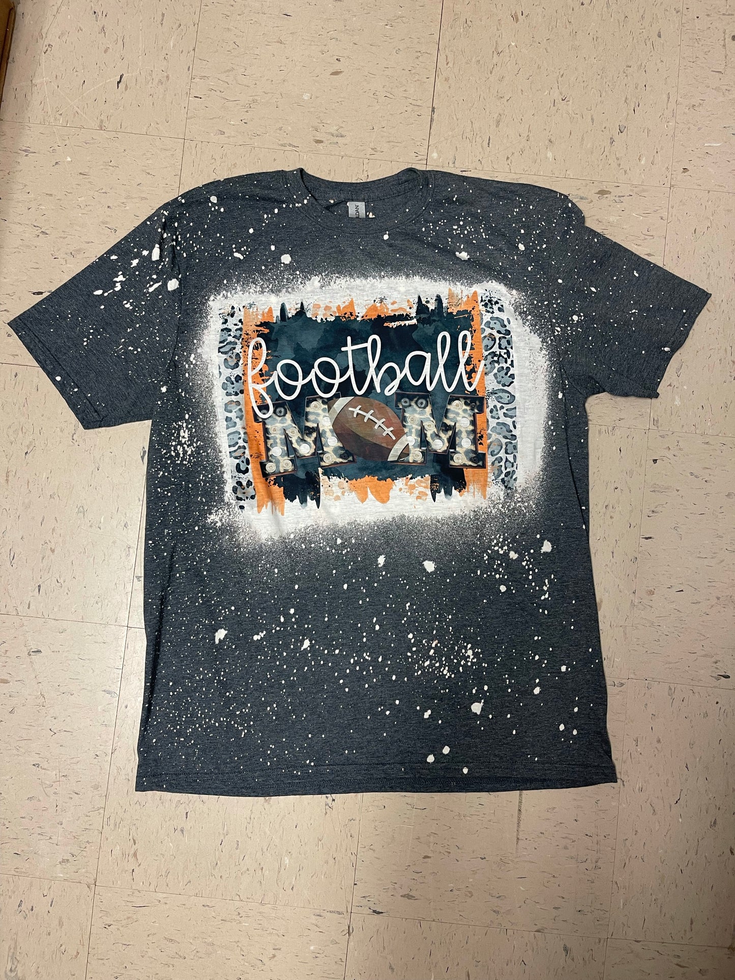 Football Mom orange and black bleached shirt