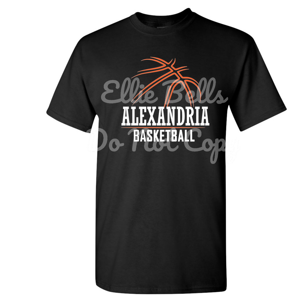 Alexandria Basketball Black T-Shirt or Sweatshirt