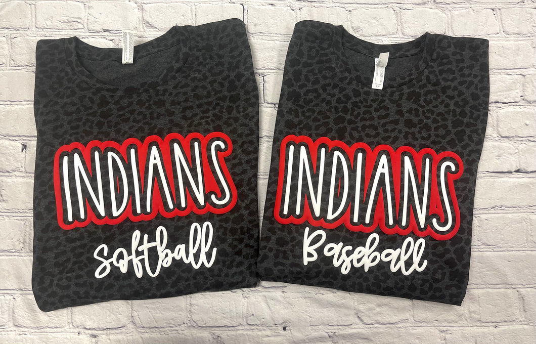 Indians softball or baseball black cheetah hoodie